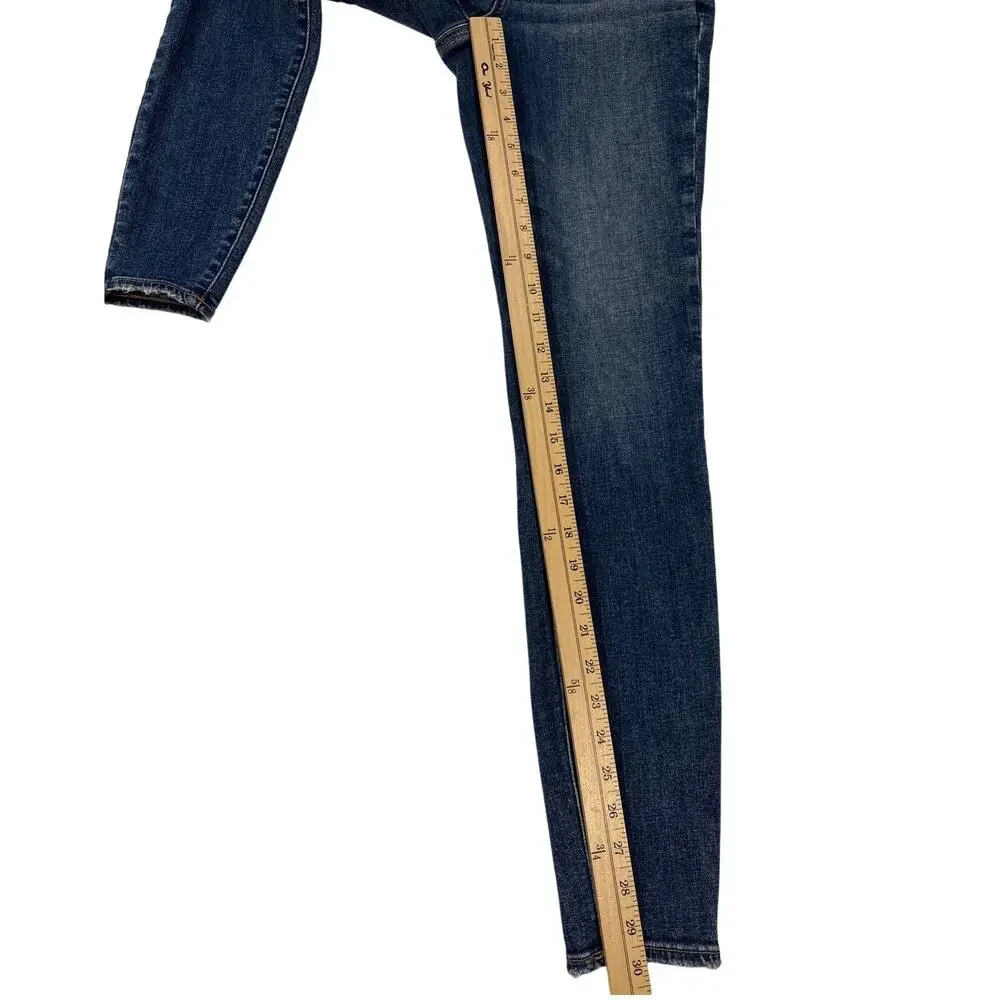 American Eagle Jeggings Womens 2 Long Blue Curvy Hi Rise Stretch Distressed